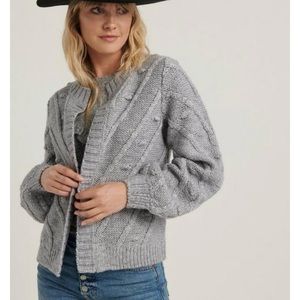 NWOT Lucky Brand Chunky Knit Grey Cardigan
